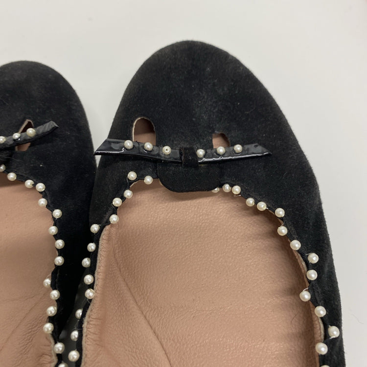 Marc Jacobs Leather Velvet Pearl Embellished Soft Ballet Pumps Uk8 EUR 41 CN001
