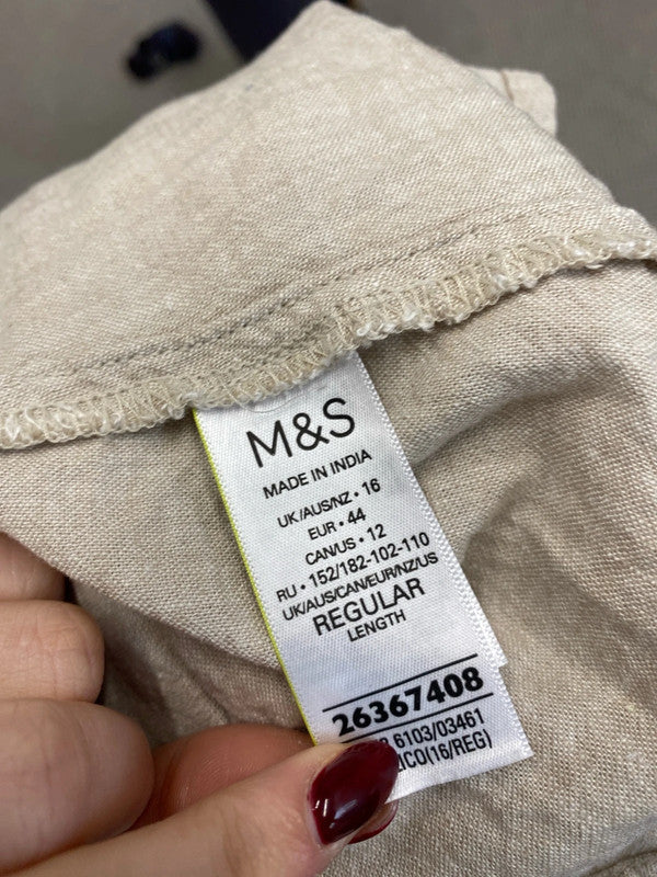 Lovely m&s beige linen wrap dress UK 16 LB005