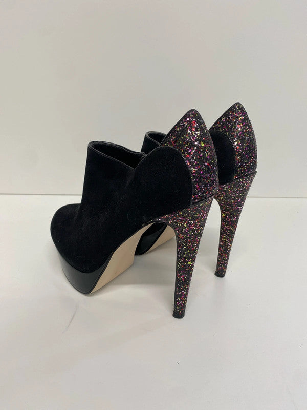 Fabulous Miss KG black suede and glitter platform heels UK5 MA003