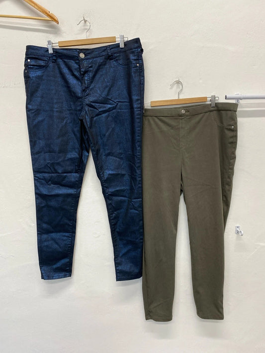 Fabulous duo of leggings sparkly blue & Khaki Uk20 #8 YM001