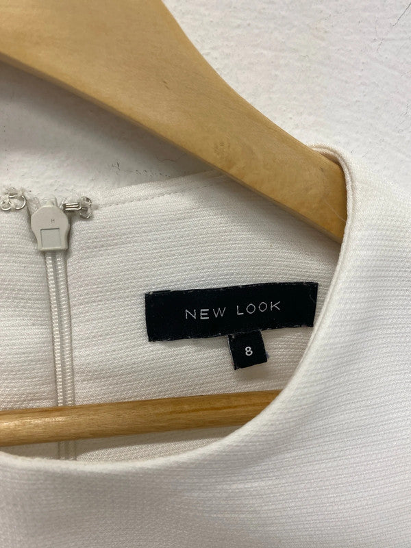 New Look Elegant White Sheath Mini Dress UK 8 LK009