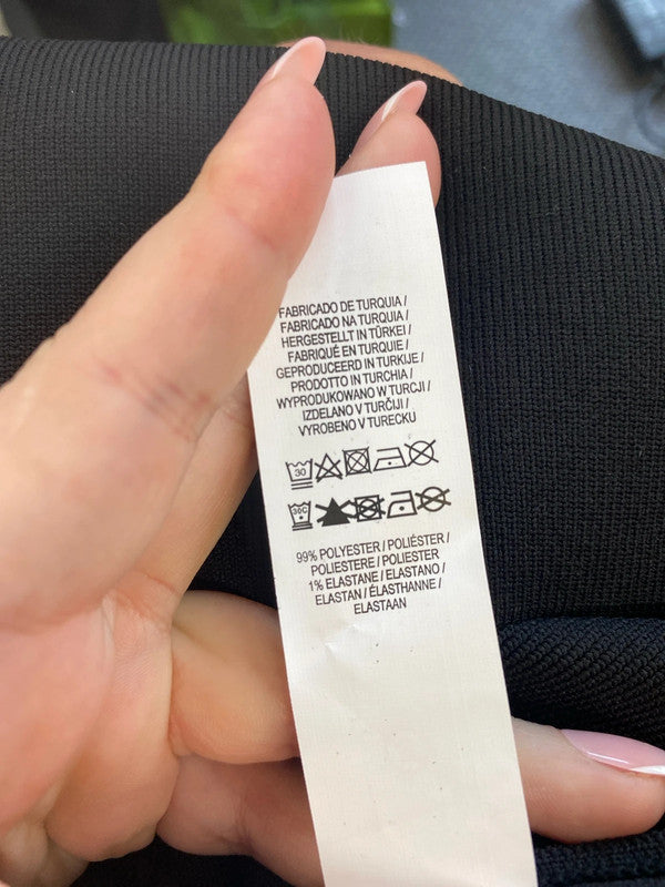 Primark Elegant Black Ribbed Asymmetric Bodycon Dress UK 10 LK009