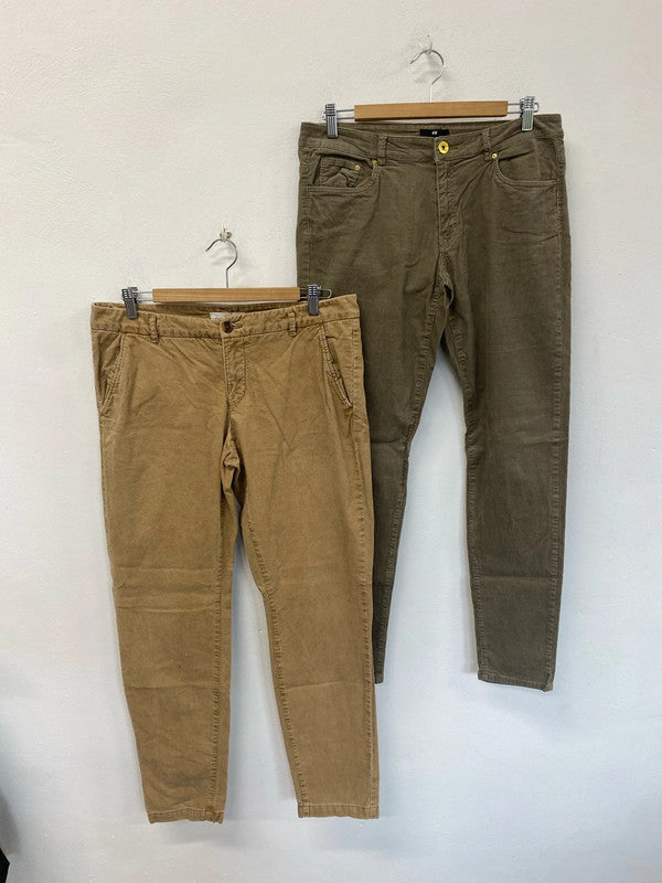 Classic brown tan H&M cords skinny slim trousers 16 KM003