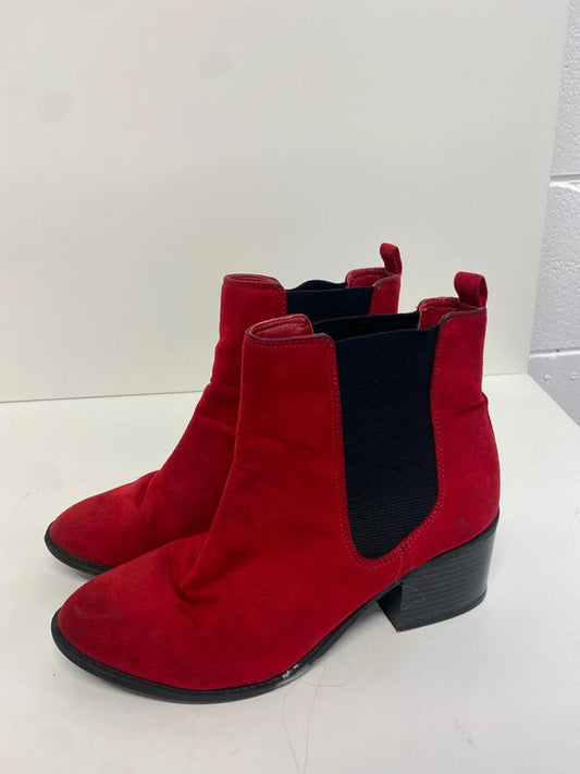 Fab M&S Insolia Red faux Suede ankle boots block heel UK6 SG090