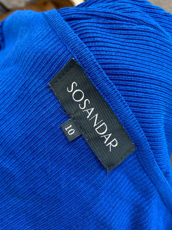 Fabulous sosandar blue long sleeve top ribbed UK 10 JM005