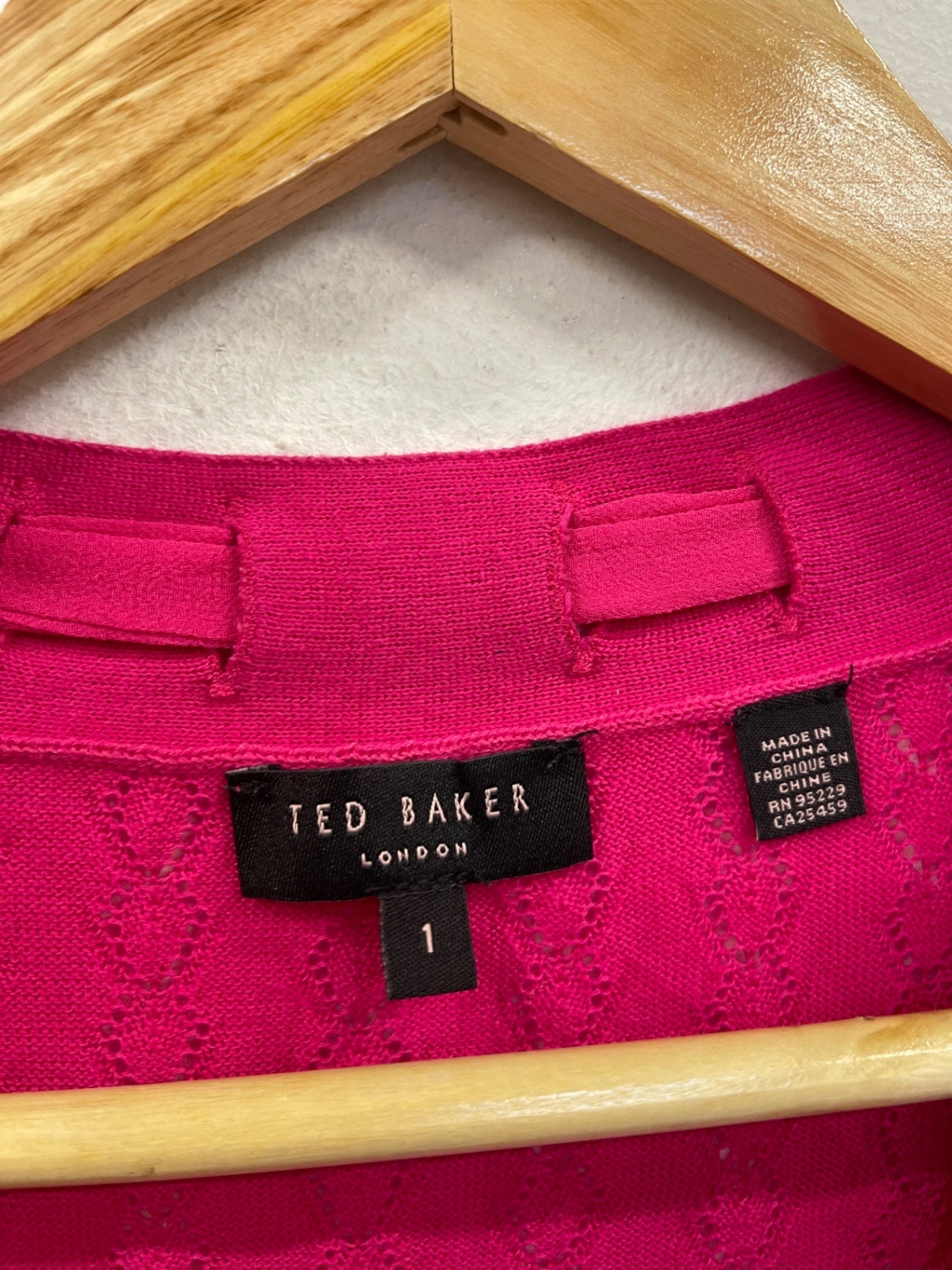 Fabulous Ted Baker crochet cotton & silk Jumper Uk8 Pink Size 1 KC528
