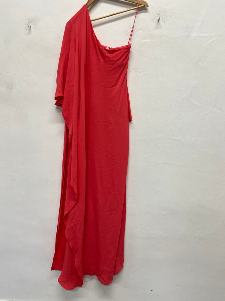 Fabulous Reiss Jordan Coral Cape Maxi dress Uk12 SS002