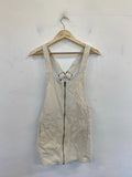 Afends Chic Cream Corduroy Pinafore Mini Dress UK 10 CJ001