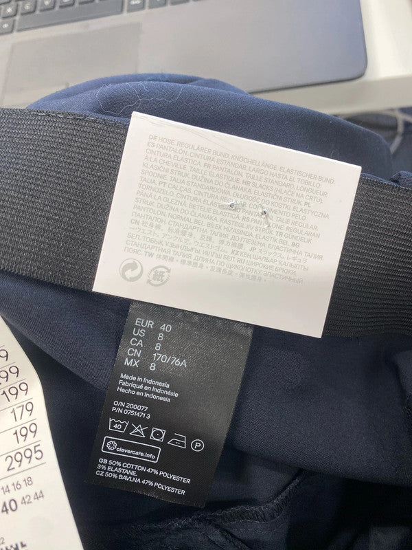 Lovely H&M navy slacks ankle length office UK 12 AO001