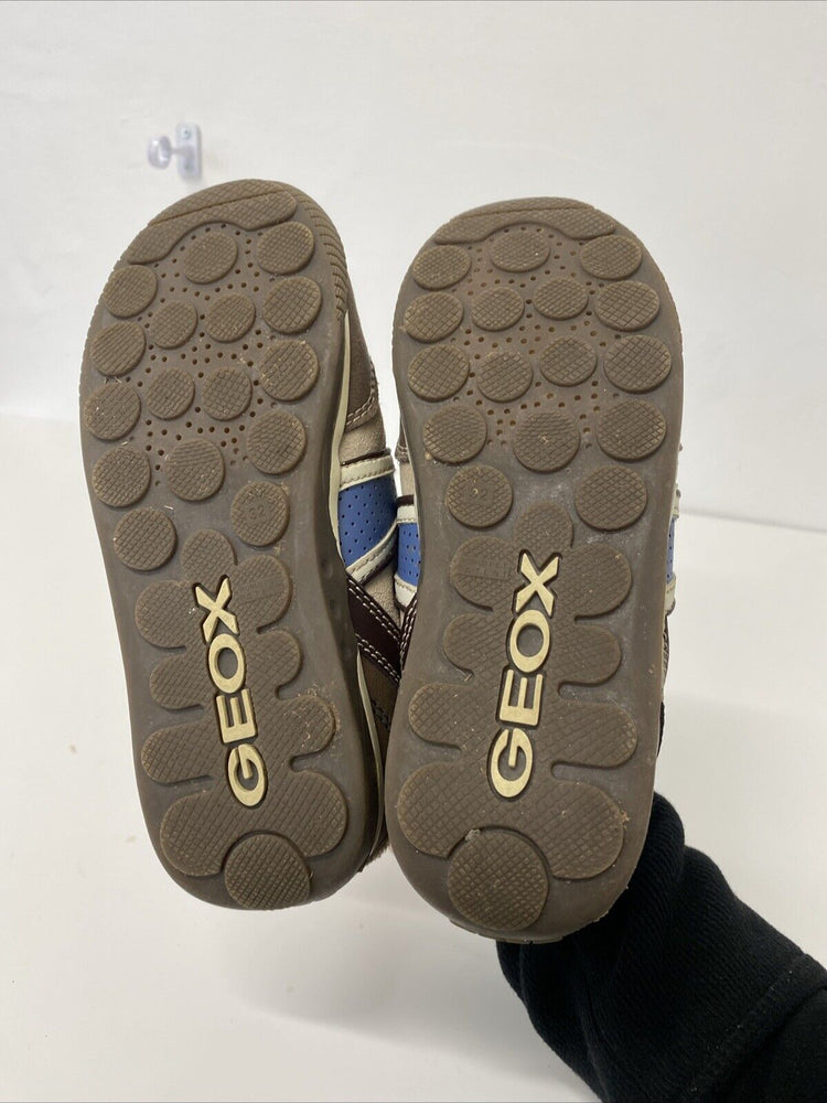 Geox Boys Trainer Brown & Blue Leather Size 13/32,  RRP £52.50 GA001
