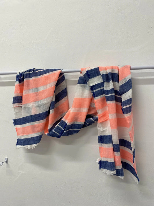 Fabulous cotton blend neon & blue summer scarf colour pop JW002