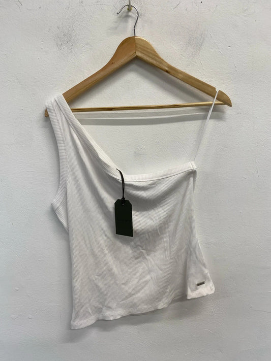 Fabulous All Saints white Stef Tank ribbed top Uk14 AC002