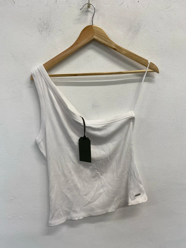 Fabulous All Saints white Stef Tank ribbed top Uk14 AC002