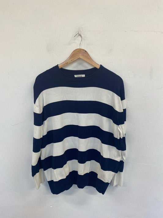 Cos Stylish Navy & White Stripe Jumper XS JP001
