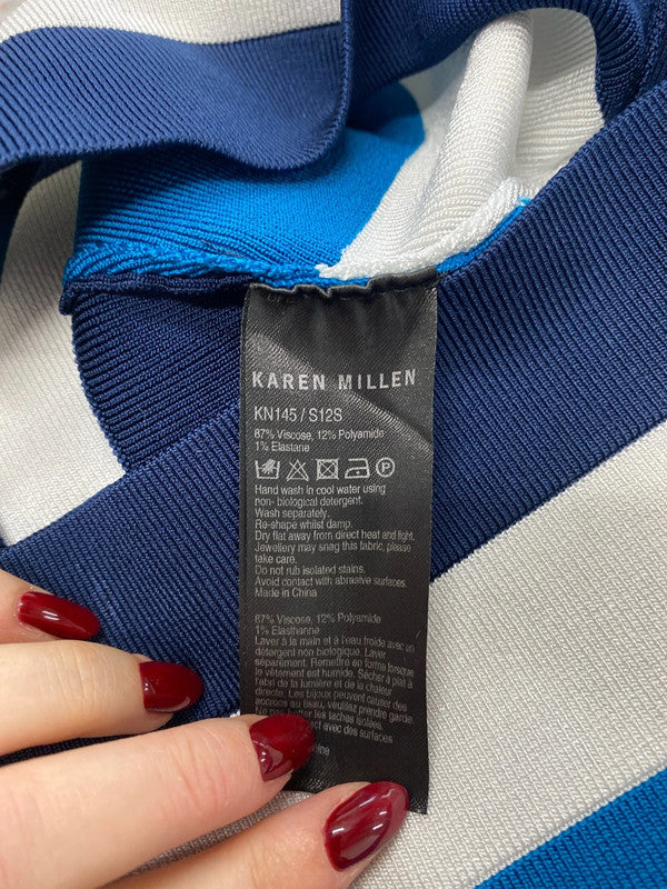 Lovely Karen Millen purple stripe mini skirt UK 4/6 AE001