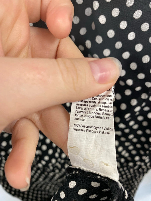 River Island Preppy Black & White Polkadot Drop Waist Mini Dress UK 6 CJ001