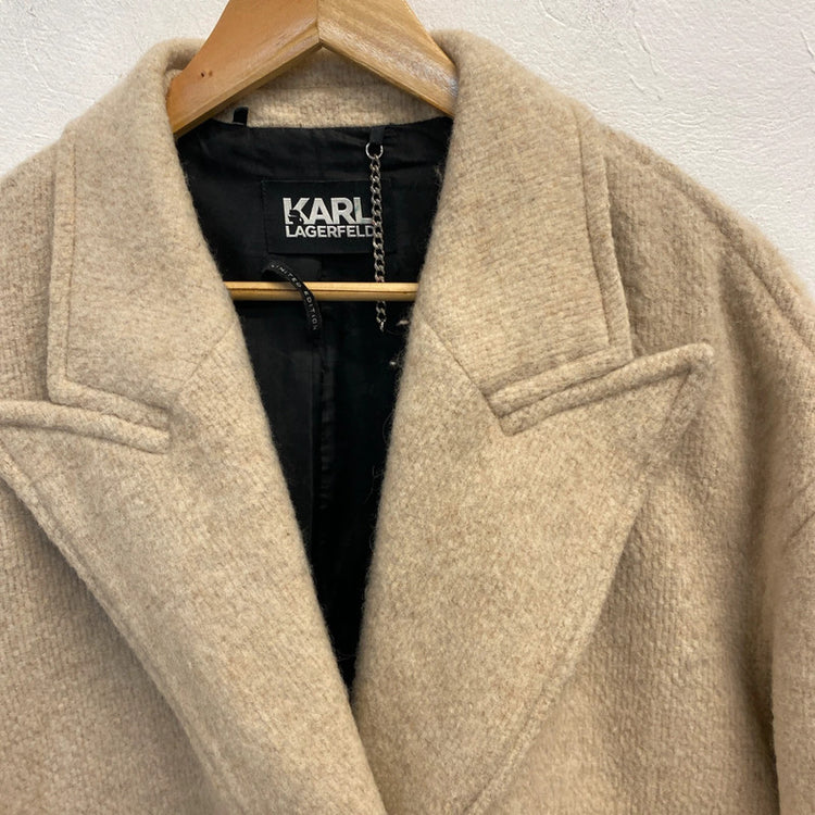 Fabulous Karl Lagerfeld Oatmeal biscuit overcoat Uk12 JR001
