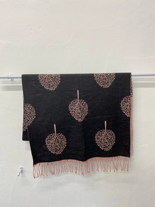 Butterfly Gorgeous Grey & Blush Cashmere Blend Tree Pattern Scarf SS004