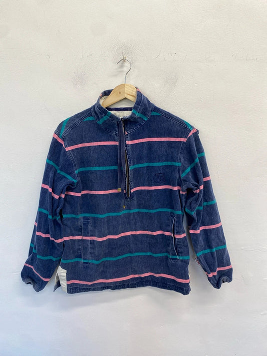 Stunning deal denim striped 1/4 zip top UK M MW001