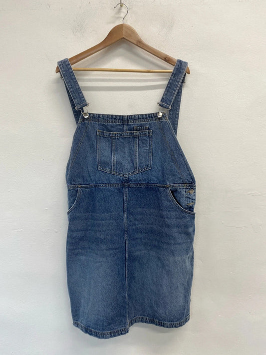 Lovely H&M denim pinafore midi UK L KM003