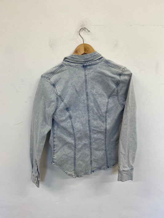 River Island Fabulous Pearl Button Detail Denim Jacket UK 10 LN001