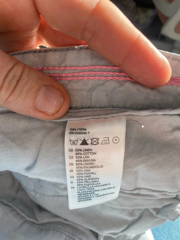 Gorgeous casual linen blend H&M trousers pale grey 16 KM003