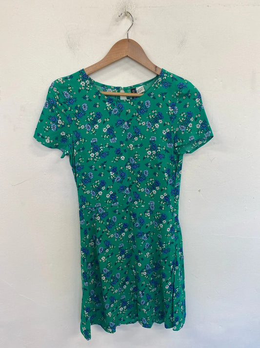 H&M Elegant Green Floral Mini Dress UK 6 GK002
