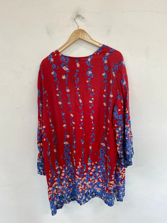 Zanzea Fabulous Red & Blue Floral Kimono UK 18 RG021