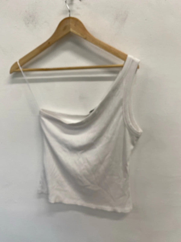 Fabulous All Saints white Stef Tank ribbed top Uk14 AC002