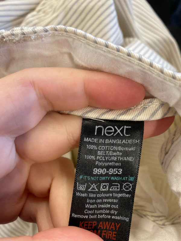 Next Stylish Cream & Grey Stripe Chinos UK 10R LN001