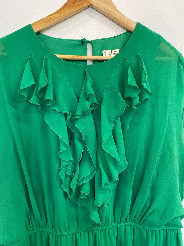 Stunning Emma & Michelle green floaty fit and flare dress uk 18 NC001