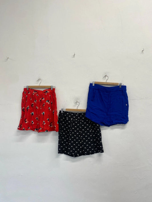 Lovely trio of shorts colourful louche mango Topshop UK 12 NN001