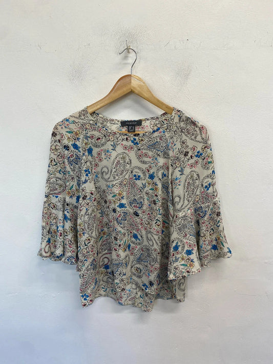Lovely Primark pastels summer print flare sleeve top UK 10 AG005