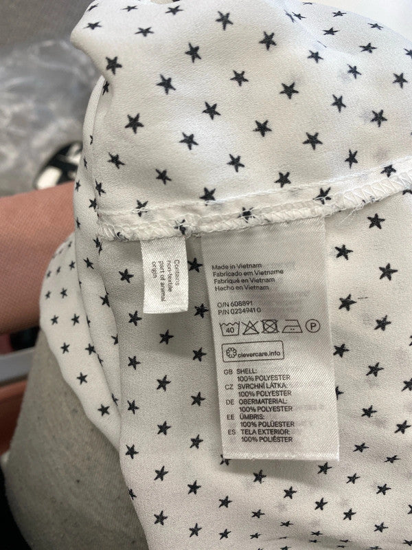 Stunning h&m semi sheer black white star blouse sleeveless UK 8 LD003