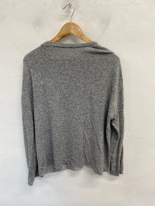 Gorgeous Zara trafaluc grey flower embroidered jumper UK L LB005