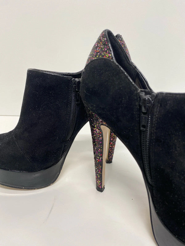 Fabulous Miss KG black suede and glitter platform heels UK5 MA003