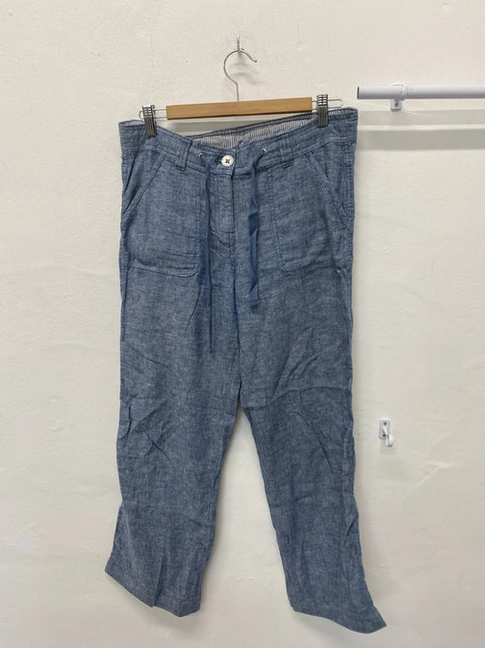 Fab TU crop linen blend wide leg trousers Uk8 denim MM005