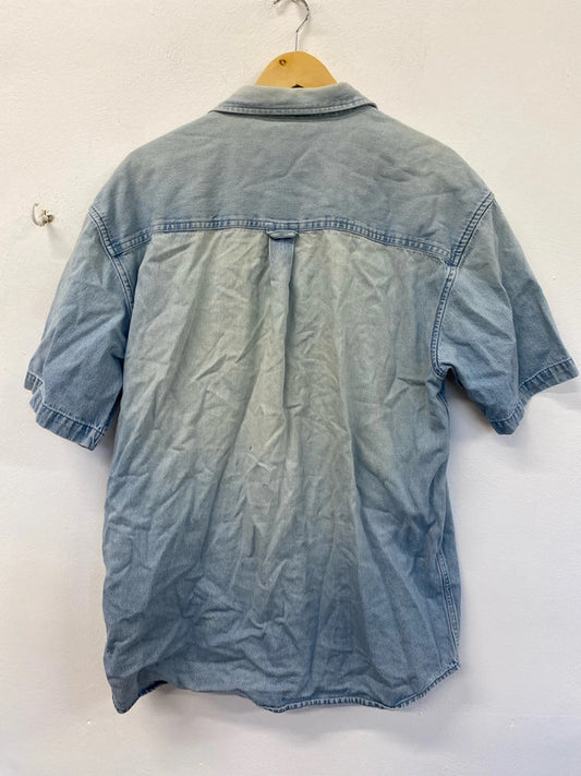 Fabulous PG Field short sleeve light wash denim shirt size L KD001