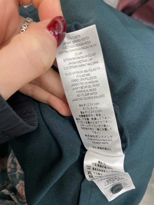 Gorgeous French connection dark green floral UK 16 FR001