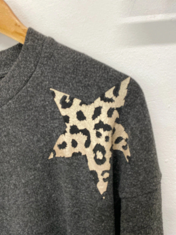 Fab F&F animal jumper dress Uk12 grey & gold LL003