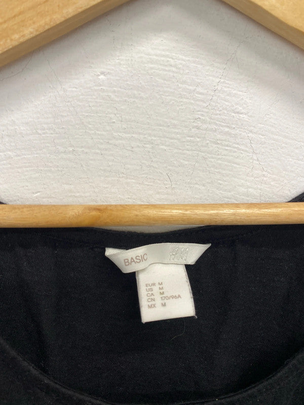 Stunning H&m black mini dress summer basics UK M JM005