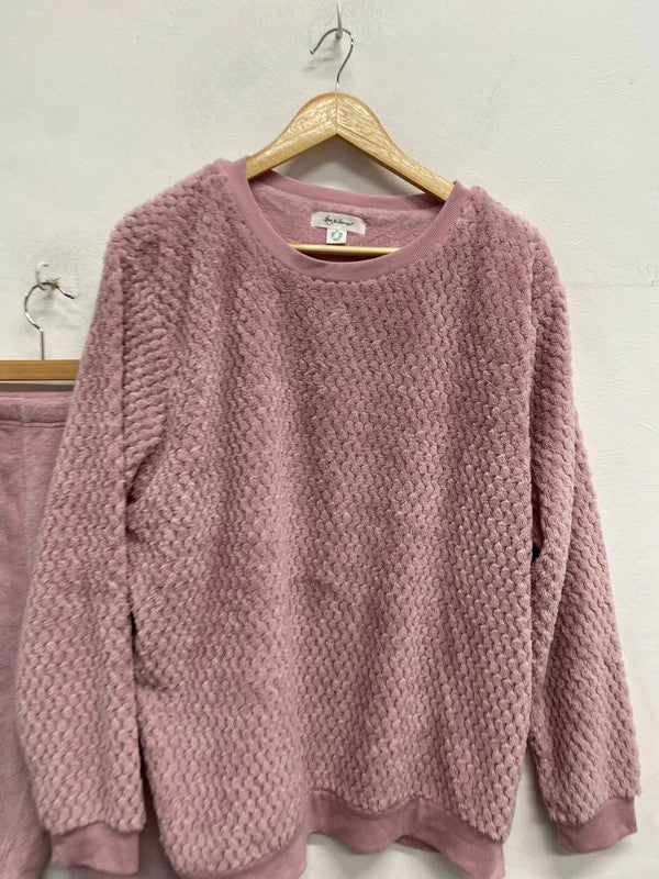 Fabulous mauve pink fleece pyjamas super cosy Uk18/20 CR002