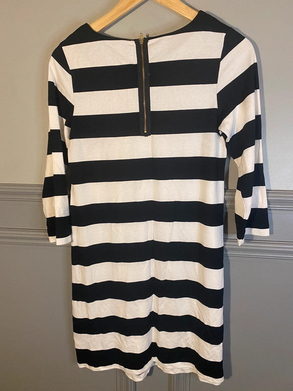 Fabulous Dress by South New Black & White Gold Zip Uk10 LB001