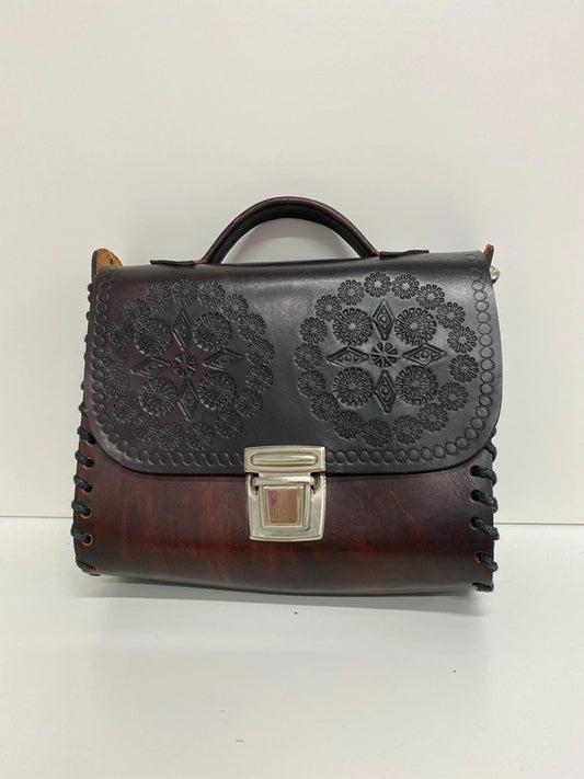 Stunning Vintage tooled leather western handbag JW002