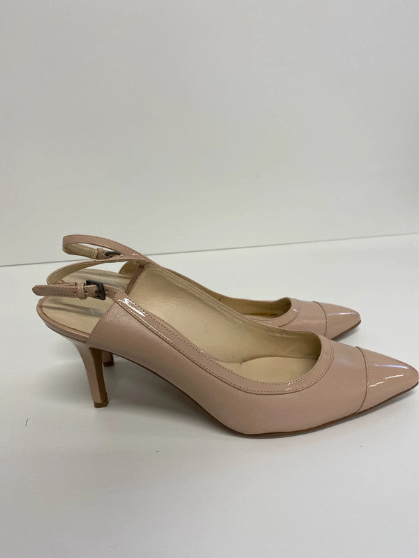 Fabulous Nine West Leather nude sling back shoes Uk7 KM005