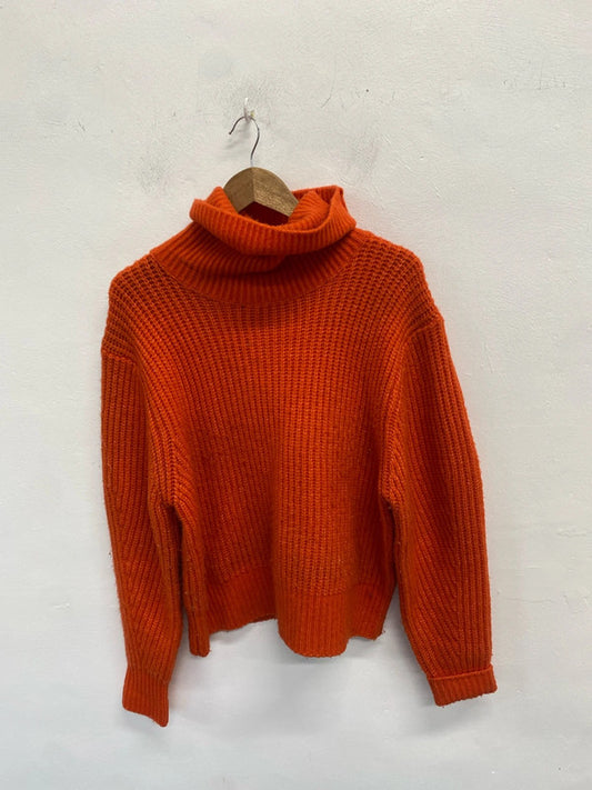 Stunning essentiel antwarp orange high neck knit jumper UK L SS002