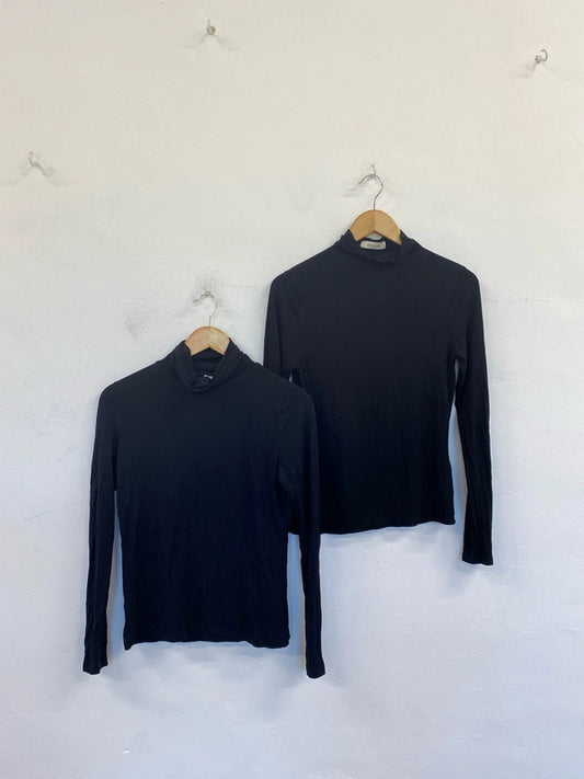 Oasis & Warehouse Chic Black Turtlenecks Duo Size M-L #22 LN001