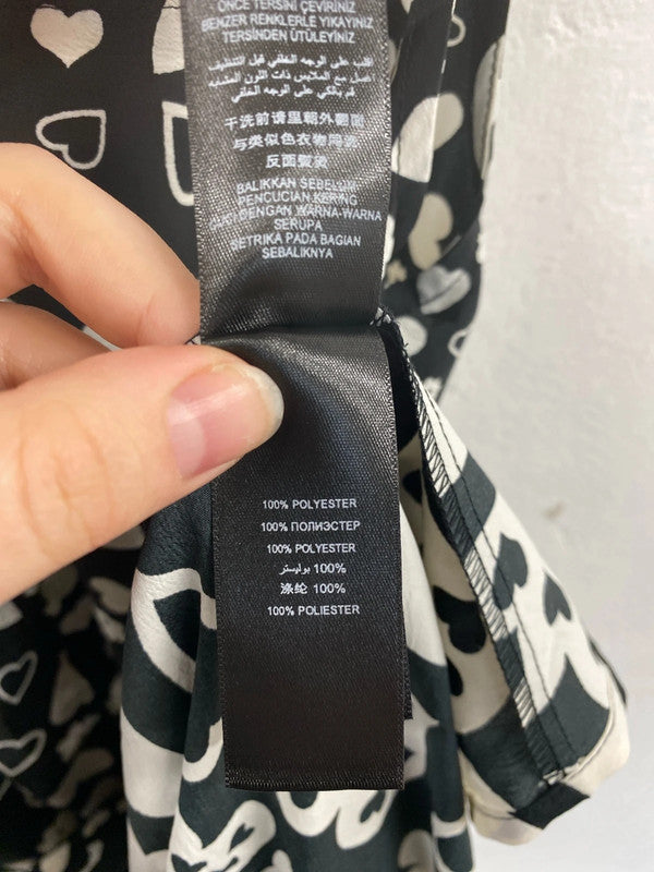 Redherring Fabulous Black & White Hearts A-line Mini Dress UK 14 FR001