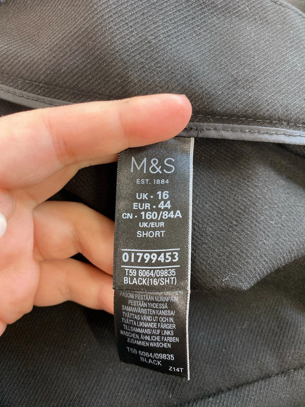 M&S Chic Black Wide Leg Trousers UK 16 LB010