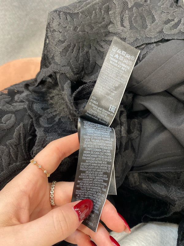 Lovely m&s black lace underlayer blouse UK 14 LB005